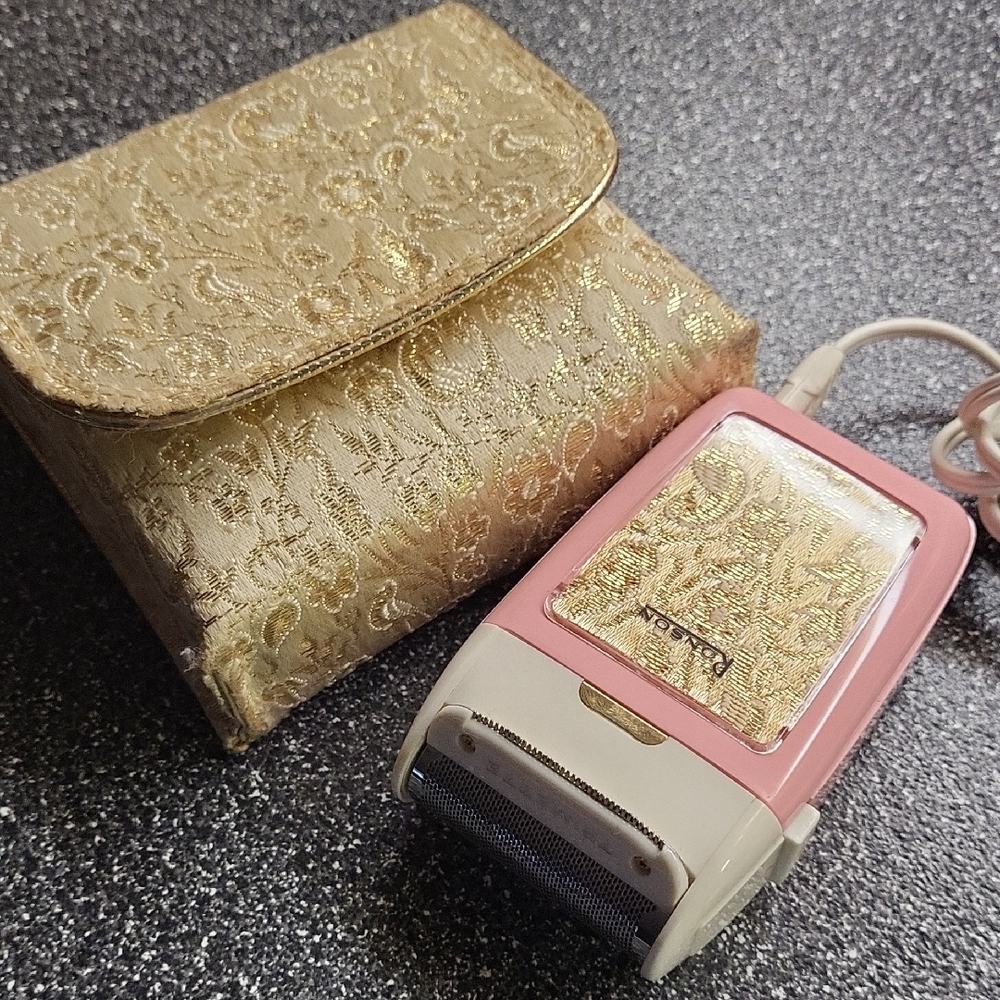 Vintage Ronson Pink and Gold Electric Shaver with Case